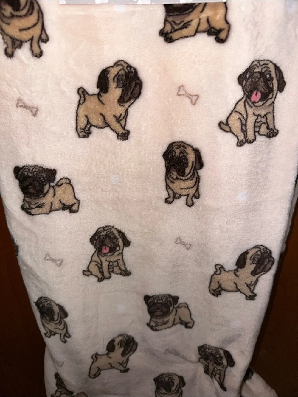 Happy Paws Pug Dogs Plush Throw Blanket